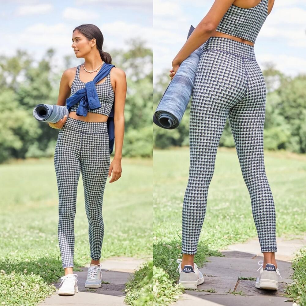 NWT The Upside Anthropologie Houndstooth Leggings, Sz L